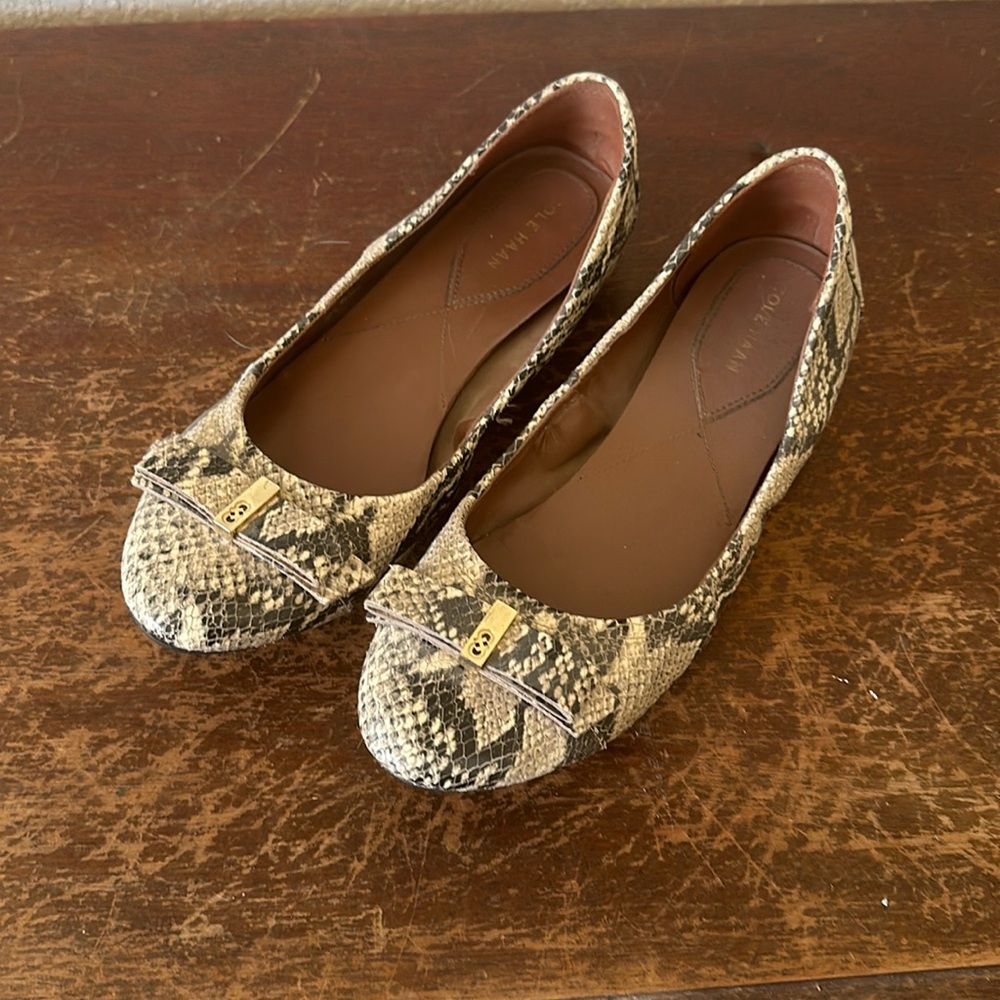 Leather ballet flat - snake print.  Size 8.